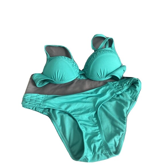 Apt 9 Womens Bikini Underwire Push Up Swimwear Emerald Green- Size Medium- NEW - Picture 1 of 4